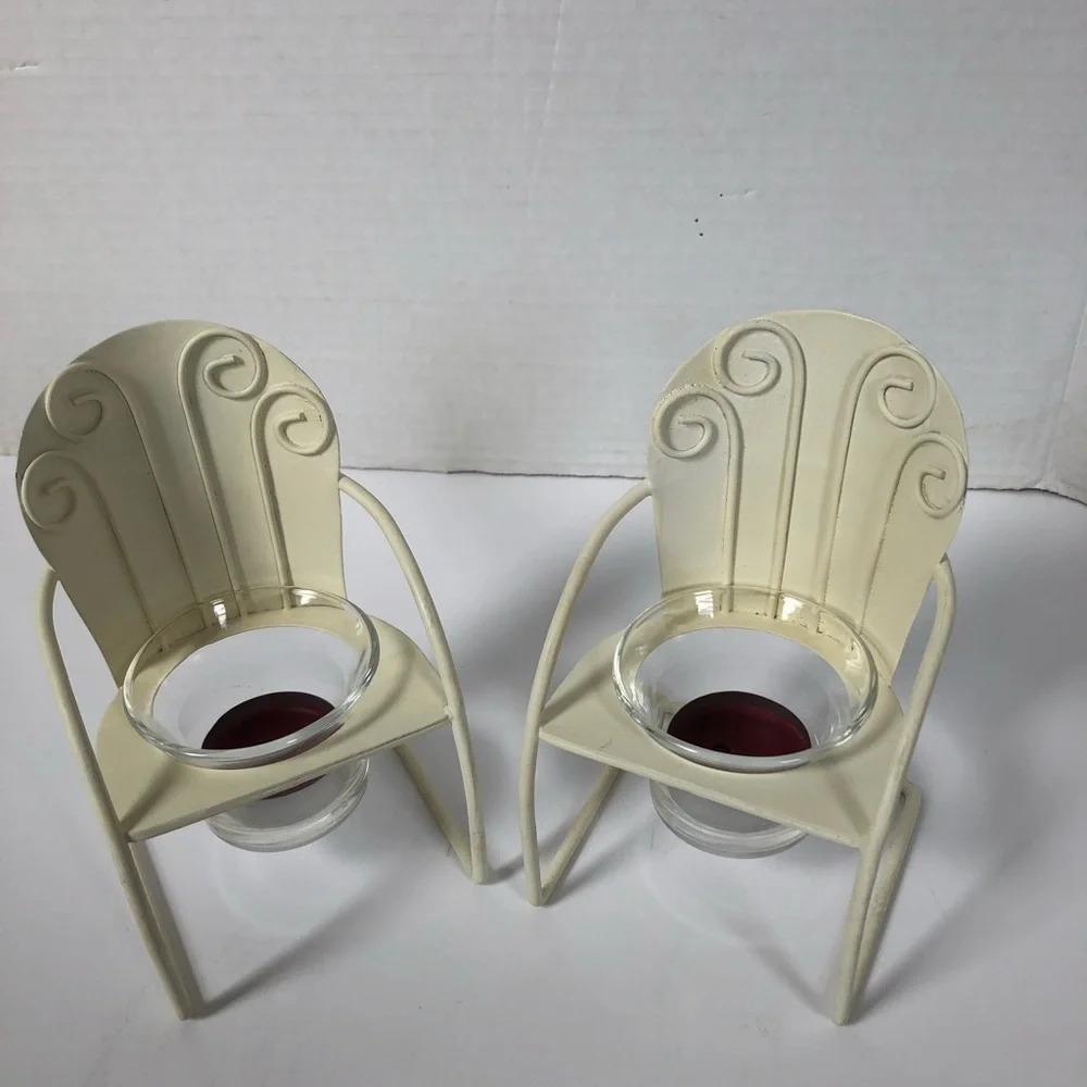 Vtg Metal Lawn Chair Candle  Holders